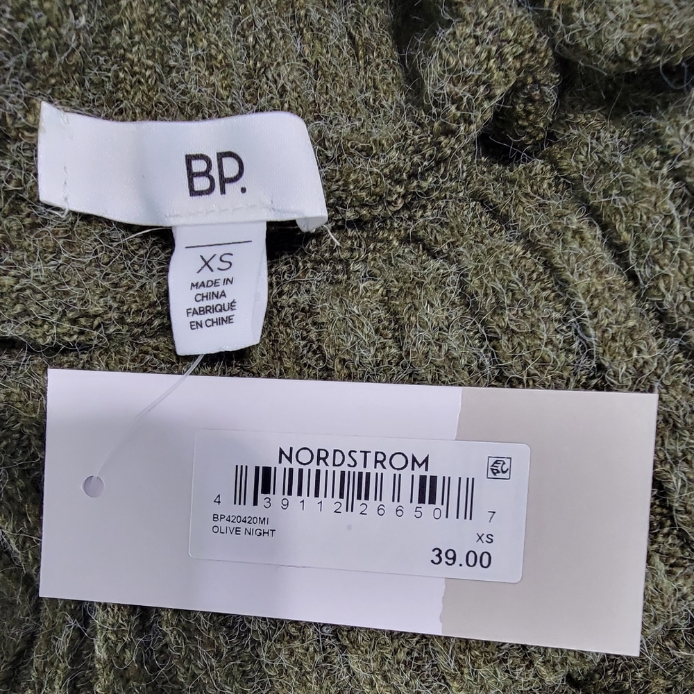 BP Olive Green Long Sleeve Cowl Neck Pull-Over‎ Sweater Size XS - Picture 4 of 10